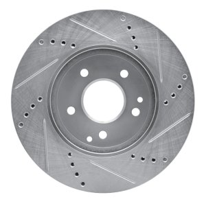 Mercedes-Benz C240 Brake Rotor (1) - Front Left - R1 Concepts - Drilled & Slotted - Silver - `96-`15
